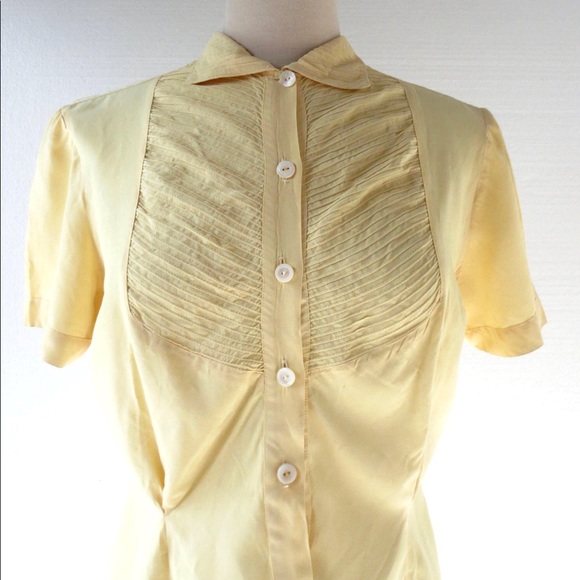 Vintage Tops - 40s Rayon Blouse | Buttercup Yellow | 1940s Blouse